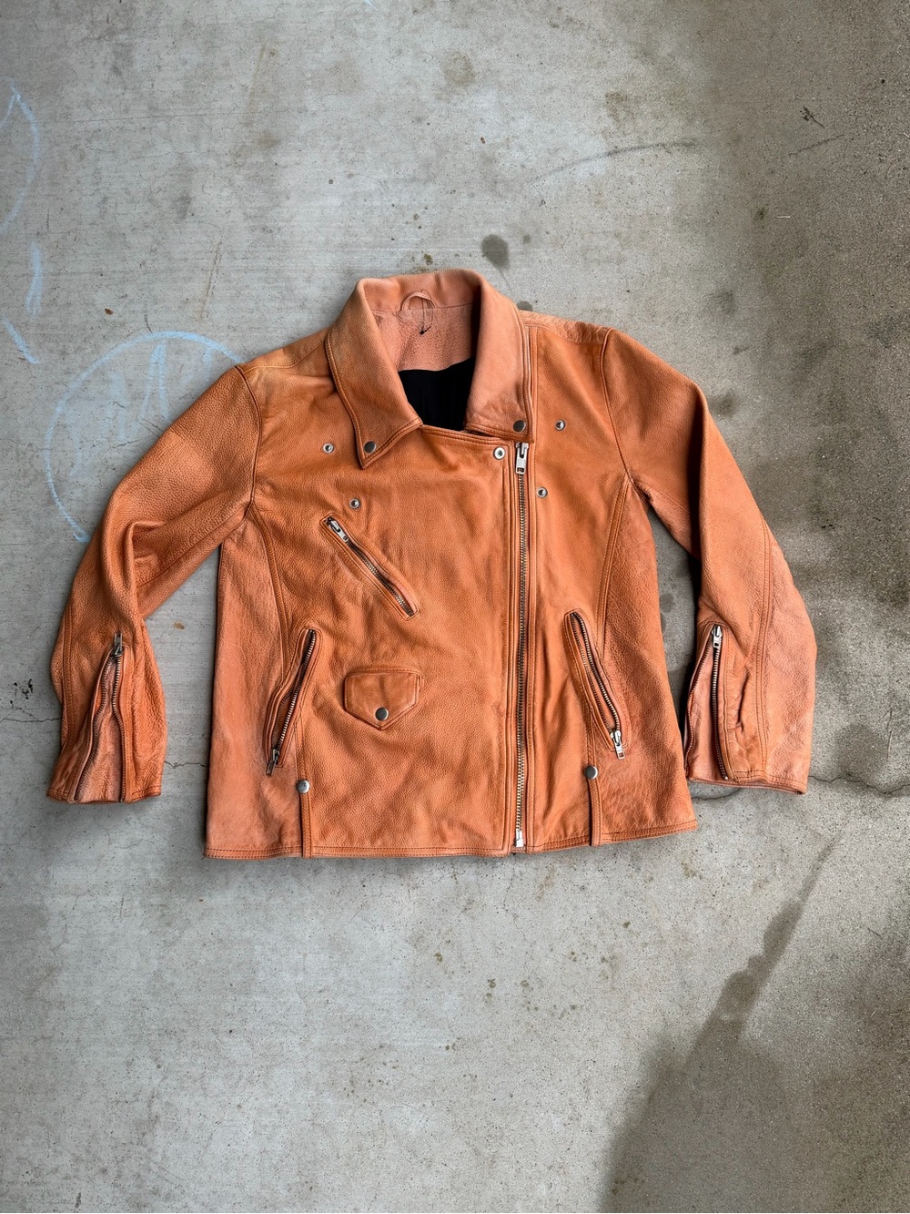 Free People M 100% Lambs Leather Peach Jacket Jealousy